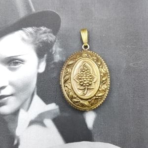 Vintage antique Victorian brass floral locket